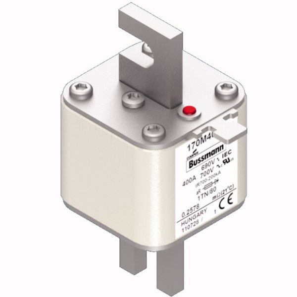 Fuse-link, high speed, 400 A, AC 690 V, DIN 1, 53 x 66 x 108 mm, aR, DIN, IEC, single indicator image 3