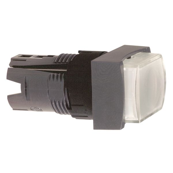 Head for illuminated push button, Harmony XB6, white rectang projecting pushbutton Ø 16 spring return 12...24 V image 1