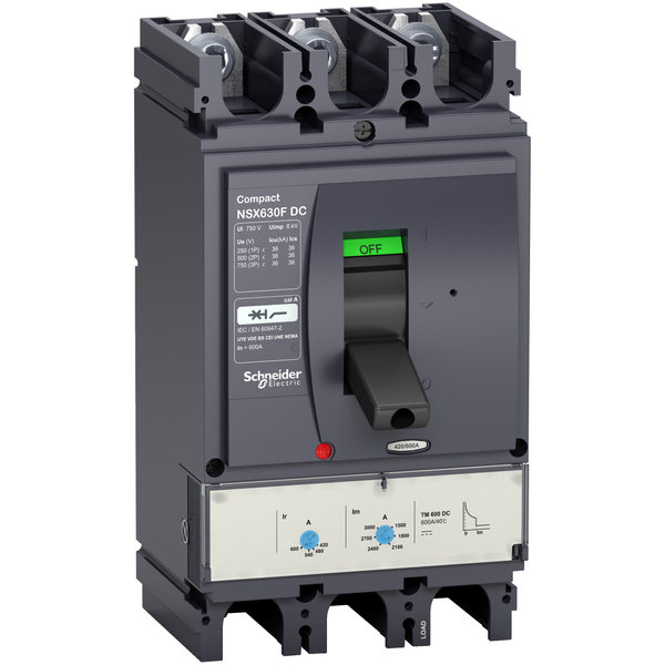 circuit breaker ComPact NSX400F DC, 36 kA at 750 VDC, TM-DC trip unit, 400 A rating, 3 poles image 4