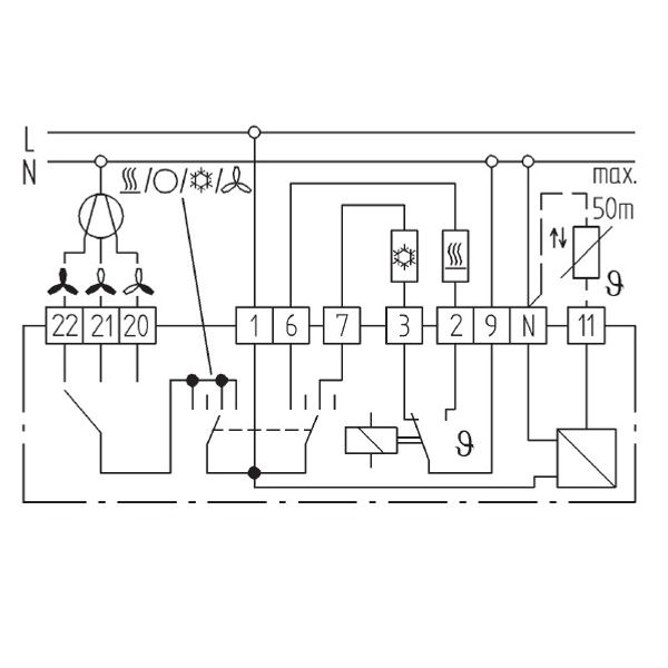 Climate controller 15-30C, with didgital display, AC 230V, 1 changeover 3A, H/K, fan S/M/L 6A, on/off/H/K/L image 4