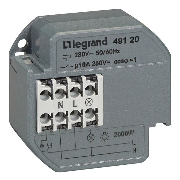 Single pole latching relay - silent - 10 A - surface-mounting - with timer image 1