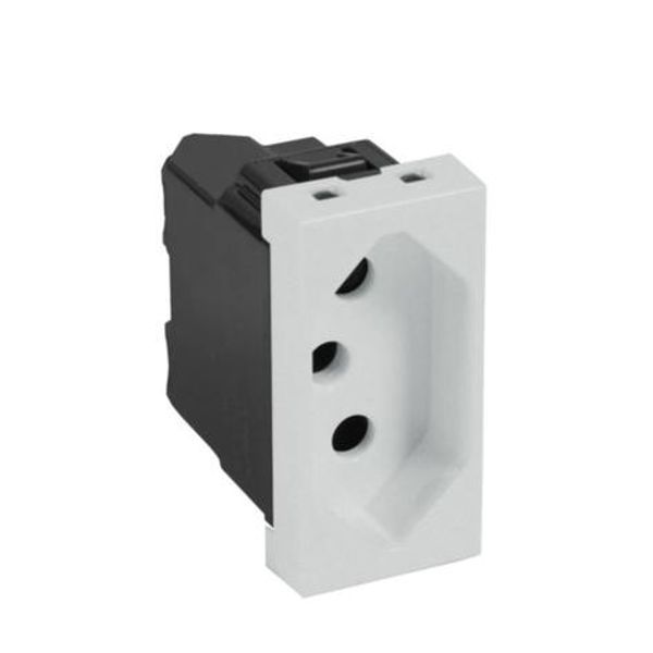 South African type socket outlet Arteor - 16A 2P+E unswitched - 1 module - soft alu image 1