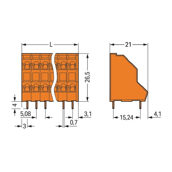 Double-deck PCB terminal block 2.5 mm² Pin spacing 5.08 mm orange image 3