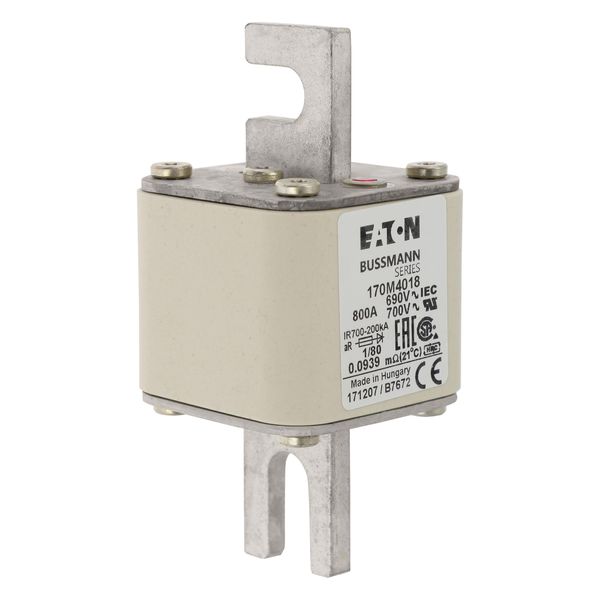 Fuse-link, high speed, 800 A, AC 690 V, DIN 1, 53 x 53 x 108 mm, aR, DIN, IEC, single indicator image 10