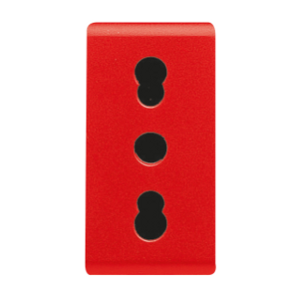ITALIAN STANDARD SOCKET-OUTLET 250V ac - FOR DEDICATED LINES - 2P+E 16A DUAL AMPERAGE - P11-P17 - 1 MODULE - RED - SYSTEM image 1