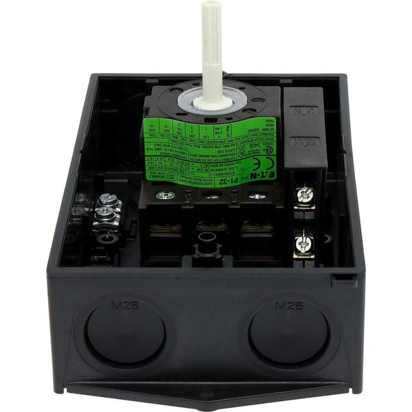 Main switch, P1, 32 A, surface mounting, 3 pole, 1 N/O, 1 N/C, STOP function, With black rotary handle and locking ring, Lockable in the 0 (Off) posit image 16