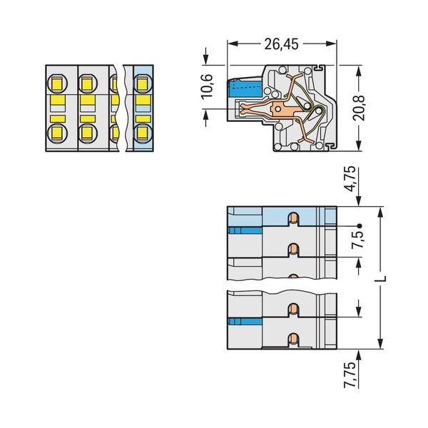 2-conductor female connector Push-in CAGE CLAMP® 2.5 mm² light gray image 3