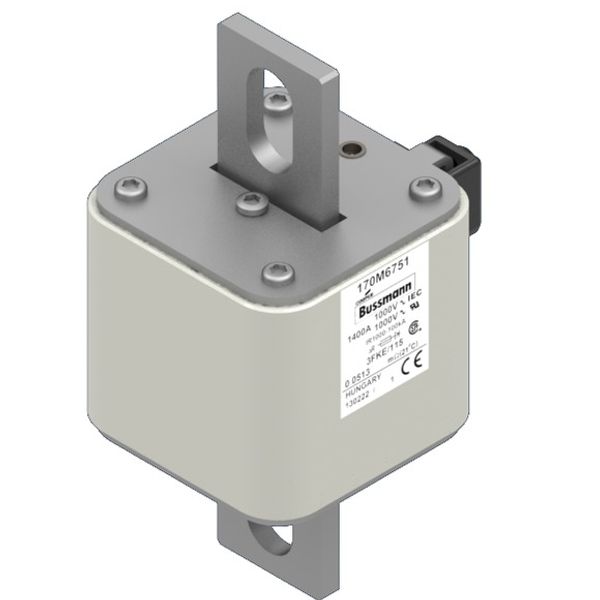 Fuse-link, high speed, 1250 A, AC 1000 V, size 3, 76 x 92 x 159 mm, aR, IEC, UL, single indicator image 3