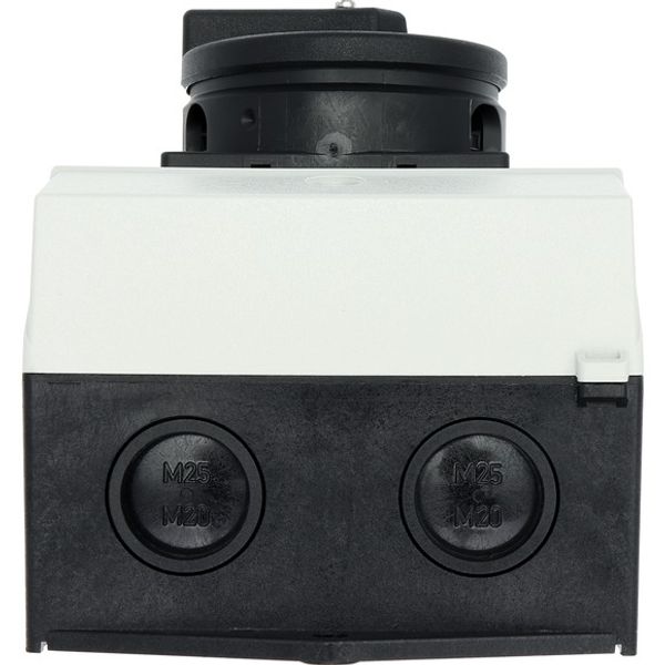 Main switch, P1, 25 A, surface mounting, 3 pole, 1 N/O, 1 N/C, STOP function, With black rotary handle and locking ring, Lockable in the 0 (Off) posit image 13