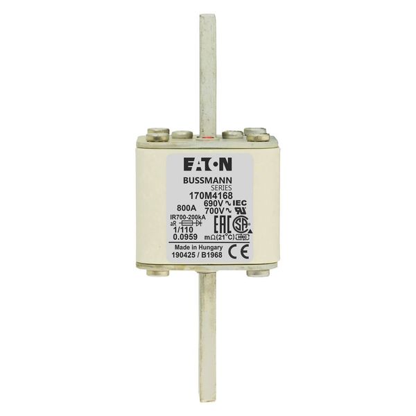 Fuse-link, high speed, 800 A, AC 690 V, DIN 1, 53 x 66 x 138 mm, aR, DIN, IEC, single indicator image 5