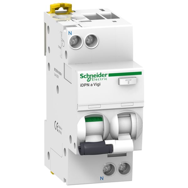 Residual current breaker with overcurrent protection (RCBO), Acti9 iDPNa Vigi, 1P+N, 16A, C curve, 4500A, AC type, 30mA image 1