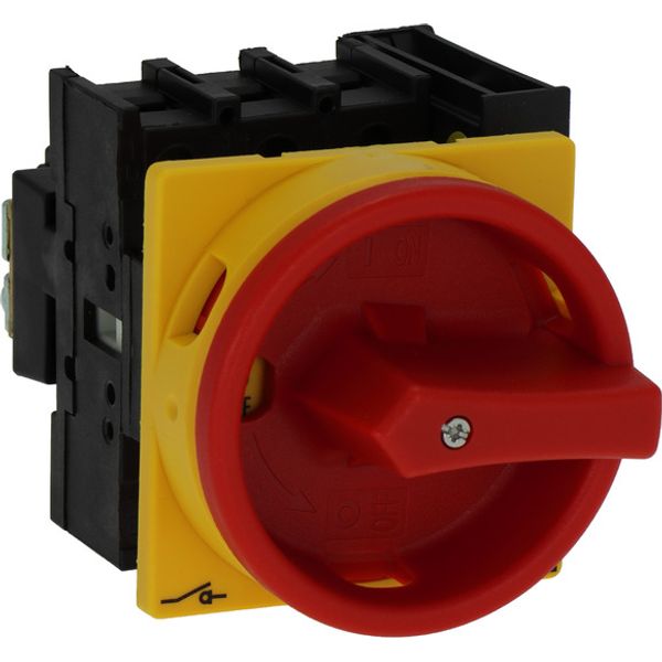 Main switch, P1, 40 A, flush mounting, 3 pole, 1 N/O, 1 N/C, Emergency switching off function, With red rotary handle and yellow locking ring, Lockabl image 3