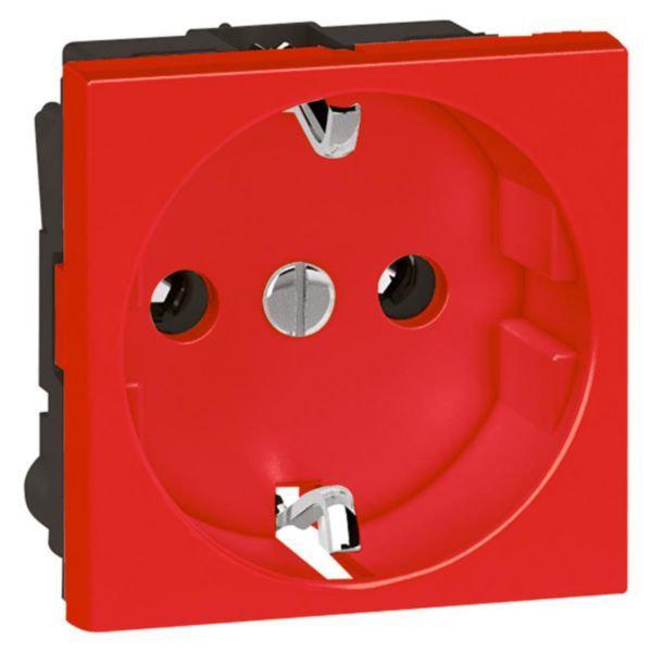 Arteor 2 Pole + Earth 16A German Standard Tamperproof Shuttered Socket Outlet 2 Module Red image 1