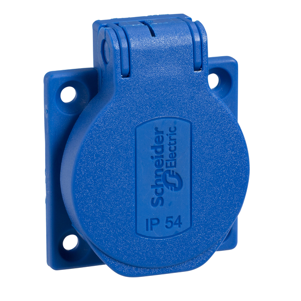 PratiKa socket - blue - 2P + E - 10/16 A - 250 V - German - IP54 - flush - side image 4