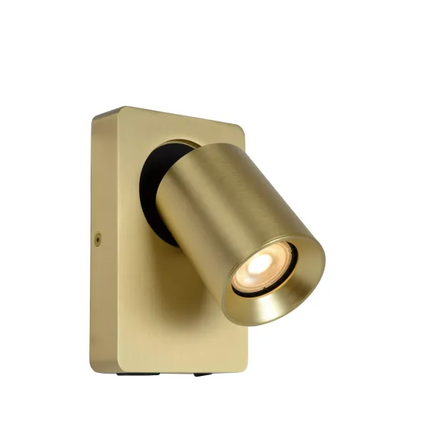 Lucide NIGEL - Wall spotlight - LED Dim. - GU10 - 1x5W 3000K - With USB charging point - Matt Gold / Brass image 1