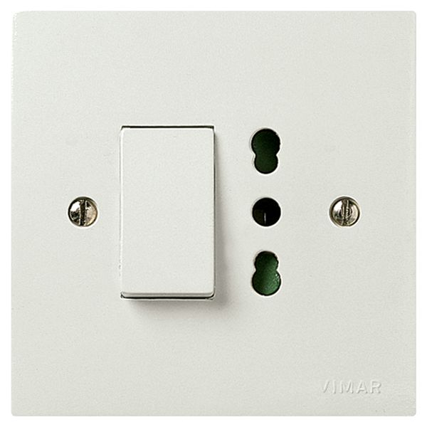 1P 10AX 2-way switch+P17/11outlet white image 1