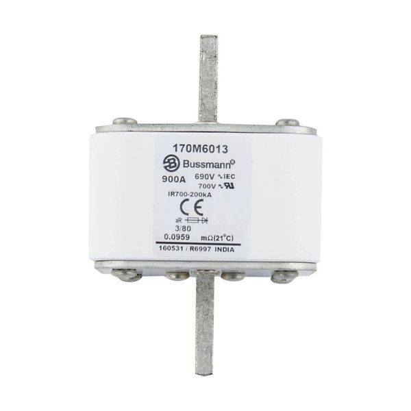 Fuse-link, high speed, 900 A, AC 690 V, DIN 3, 76 x 76 x 109 mm, aR, DIN, IEC, single indicator image 7