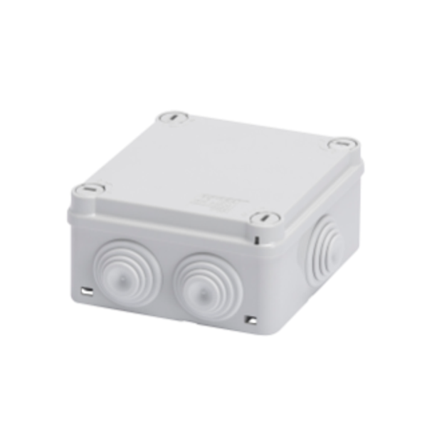 JUNCTION BOX WITH PLAIN QUICK FIXING LID - IP55 - INTERNAL DIMENSIONS 150X110X70 - WALLS WITH CABLE GLANDS - GREY RAL 7035 image 1