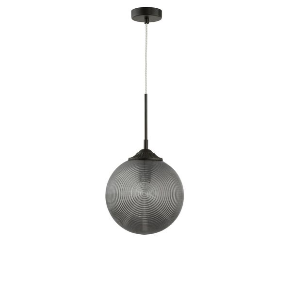 Smoky Gray Glass   Matt Black Metal  LED E27 1x12 Watt 230 Volt  IP20 Bulb Excluded  D: 25 H: 120 cm Adjustable height image 1