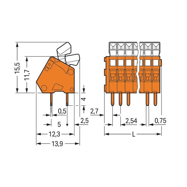 PCB terminal block push-button 0.5 mm² orange image 2