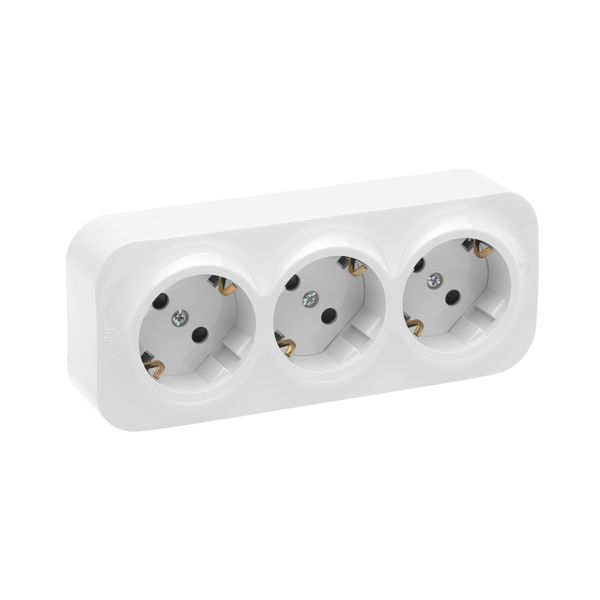 3X2P+E SCHUKO 16A PREWIRED SOCKET WITH SHUTTERS WHITE image 1