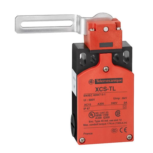 Safety switch XCSTL - elbowed flush lever - to left - 1NC+2NO -M16 image 1