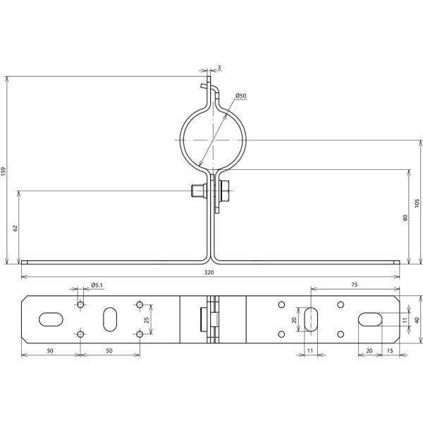 Mounting bracket StSt with cleat for tubes D 50mm for DEHNiso-Combi image 2