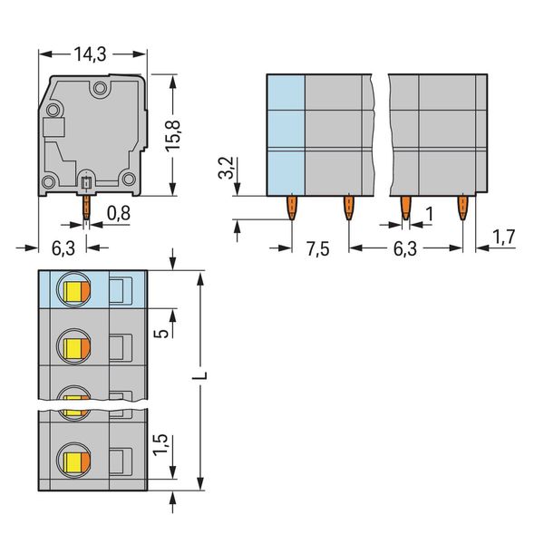 PCB terminal block 2.5 mm² Pin spacing 7.5 mm gray image 3