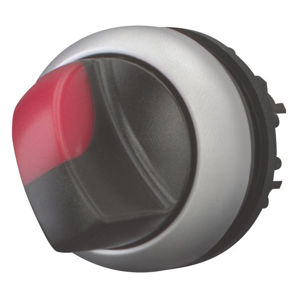 Illuminated selector switch actuator, RMQ-Titan, With thumb-grip, maintained, 2 positions (V position), red, Bezel: titanium image 2