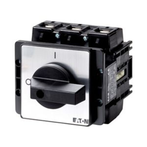 On-Off switch, P5, 160 A, flush mounting, 3 pole, with black thumb grip and front plate image 2