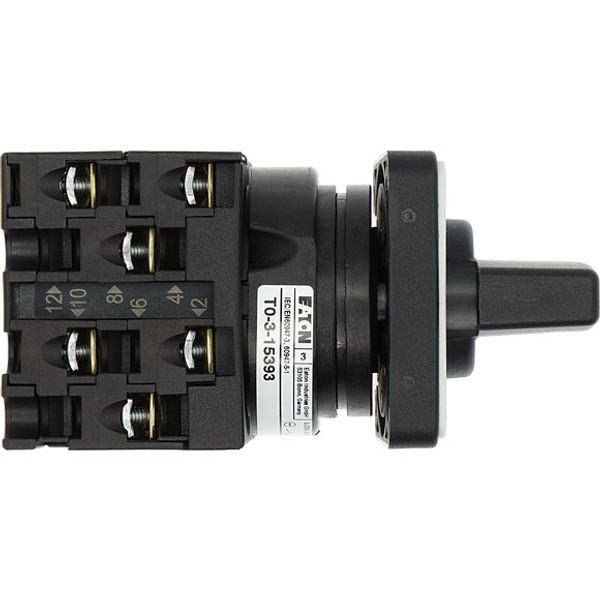 Universal control switches, T0, 20 A, flush mounting, 3 contact unit(s), Contacts: 6, 45 °, momentary/maintained, With 0 (Off) position, With spring-r image 8