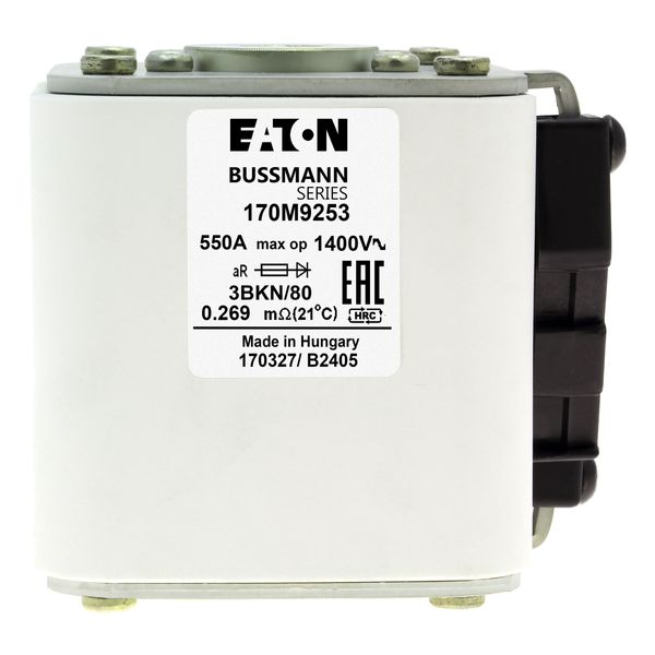 Fuse-link, high speed, 550 A, AC 1400 V, size 3, aR, IEC, with indicator image 8