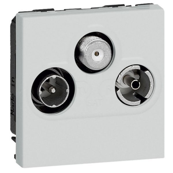 Arteor Television, Radio and Satellite Star Socket 2 Module Soft Alu image 1