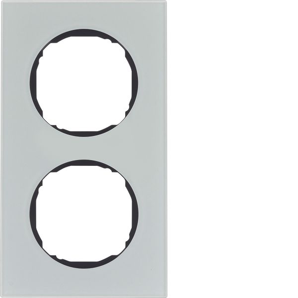 Frame 2gang, flat, R.8, glass polar white image 1
