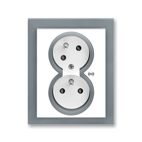 5583M-C02357 44 Double socket outlet with earthing pins, shuttered, with turned upper cavity, with surge protection image 2