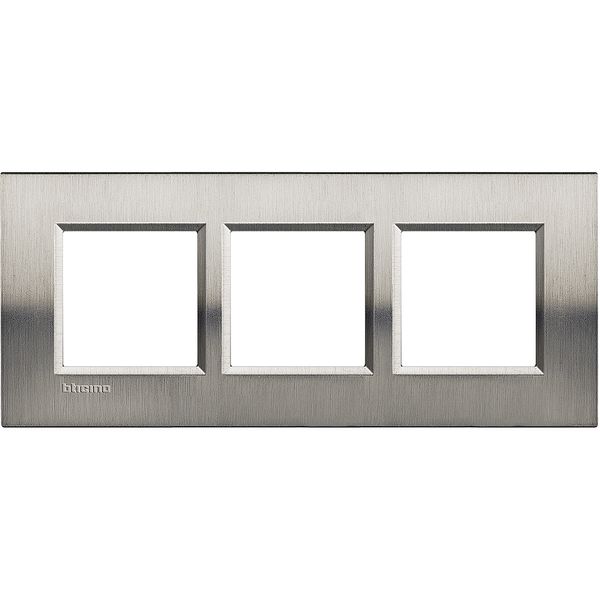 LL - cover plate 2x3P 57mm brushed steel image 1