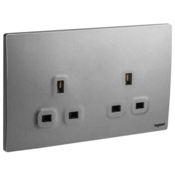 281112DS Mallia Senses 2 gang BS unswitched socket outlet - 13A image 1