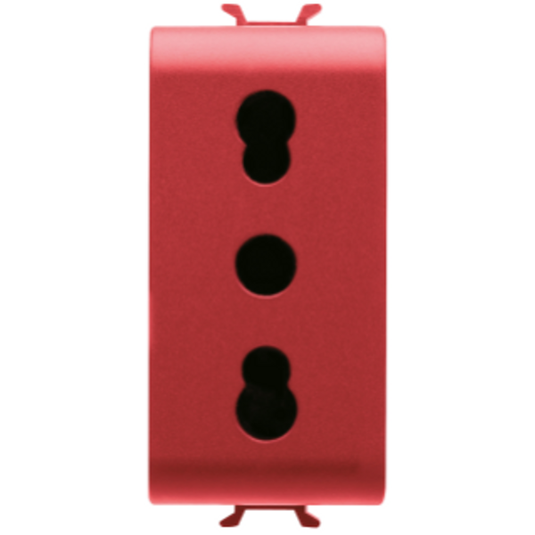 ITALIAN STANDARD SOCKET-OUTLET 250V ac - FOR DEDICATED LINES - 2P+E 16A DUAL AMPERAGE - P11-P17 - 1 MODULE - RED - CHORUSMART image 1