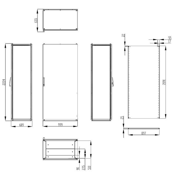 Modular enclosure 1 door IP55 H=2200 W=1000 D=600 mm image 2