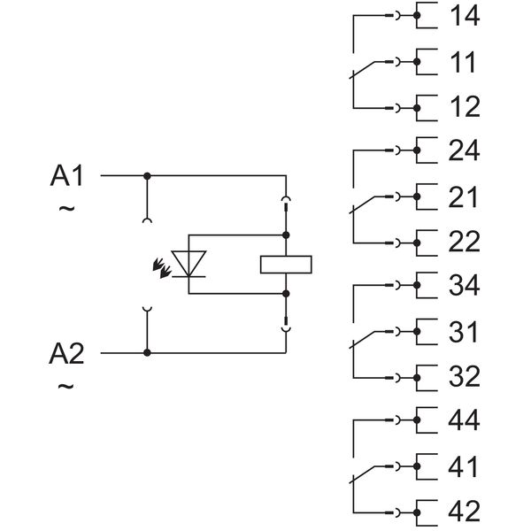 Relay module Nominal input voltage: 230 VAC 4 changeover contacts image 5