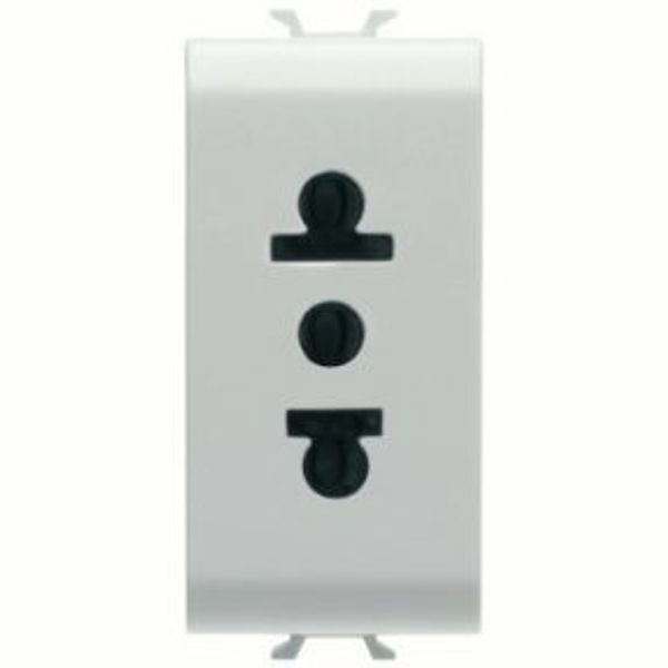 EURO-AMERICAN STANDARD SOCKET-OUTLET 250/125V ac - 2P+E 15A - 1 MODULE - SATIN WHITE - CHORUSMART image 1