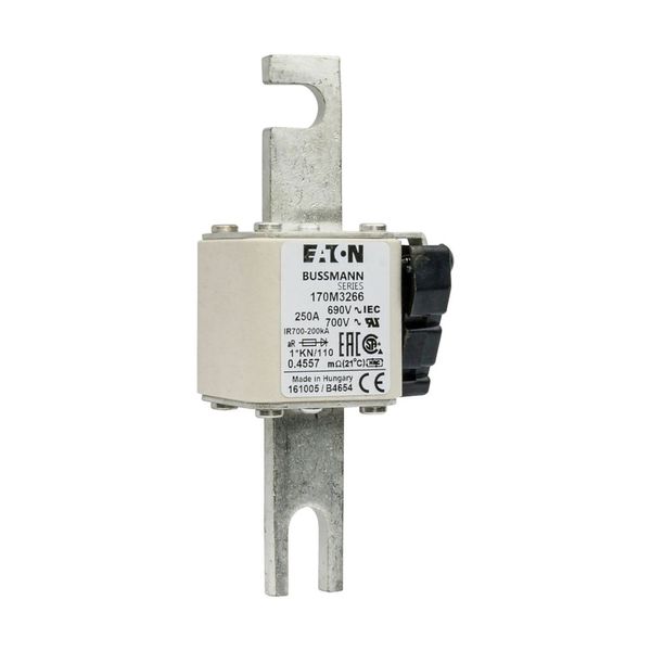 Fuse-link, high speed, 250 A, AC 690 V, compact DIN 1, 45 x 58 x 134 mm, aR, DIN, IEC, type K indicator, 110 mm centres image 8