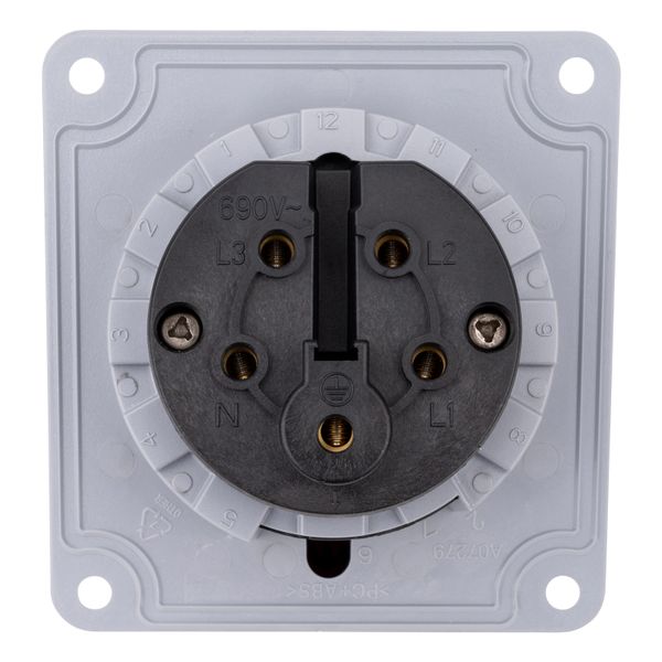 CEE-Panel mounting socket,5-pole, 32A, 400V, IP44, Angle 15ø image 2