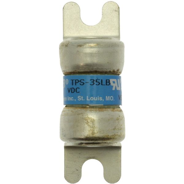 Eaton Bussmann series TPS telecommunication fuse, 170 Vdc, 35A, 100 kAIC, Non Indicating, Current-limiting, Non-indicating, Ferrule end X ferrule end, Glass melamine tube, Silver-plated brass ferrules image 1
