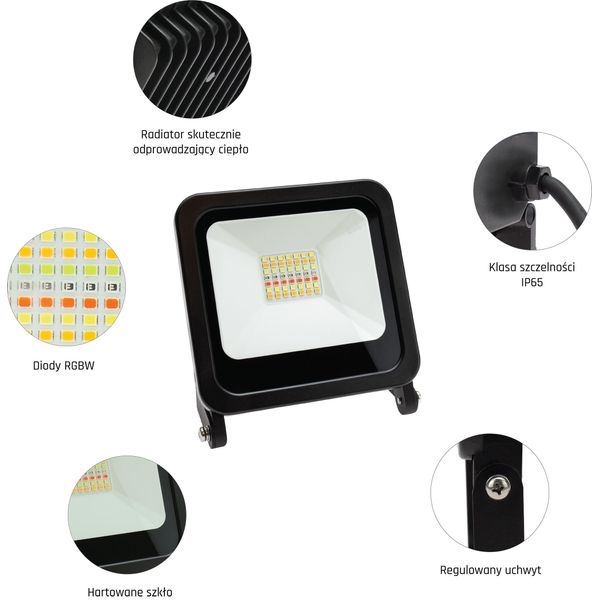 NOCTIS FLOODLIGHT 24W RGBW+CCT+DIMM Wi-Fi/BT 230V IP65 83x104x23mm BLACK Spectrum SMART image 18