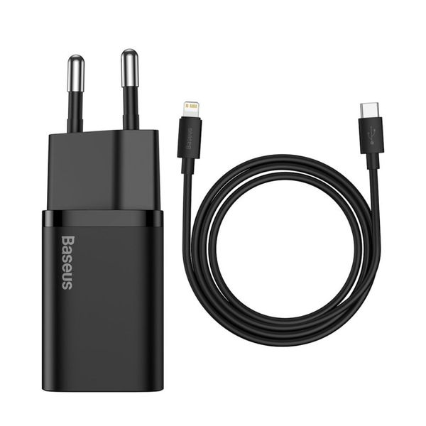 Wall Quick Charger Super Si 20W USB-C QC3.0 PD with Lightning 1m Cable, Black image 5