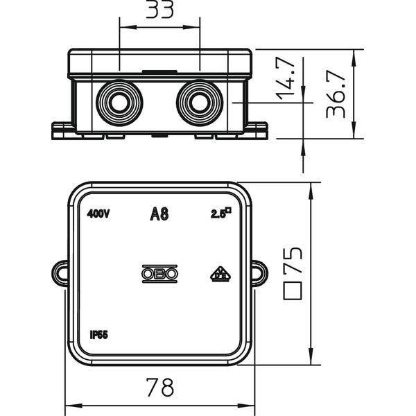 A 8 HF RW Junction box  75x75x36 image 2