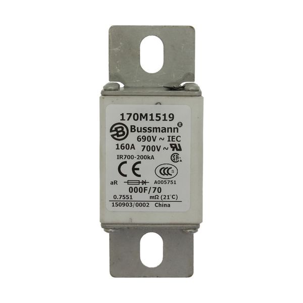 Fuse-link, high speed, 160 A, AC 690 V, size 000, 24 x 36 x 96 mm, aR, IEC, visual indicator image 6