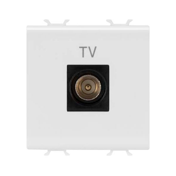 COAXIAL TV SOCKET-OUTLET, CLASS A SHIELDING - IEC MALE CONNECTOR 9,5mm - DIRECT  - 2 MODULE - GLOSSY WHITE - CHORUSMART image 2