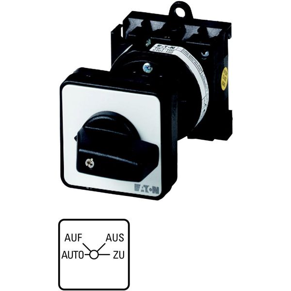 Operation mode switch, T0, 20 A, rear mounting, 2 contact unit(s), Contacts: 4, 60 °, maintained, Without 0 (Off) position, Auto-Auf-Aus-Zu, Design nu image 3